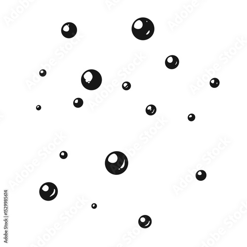 Minimalistic floating bubbles in various sizes on white background