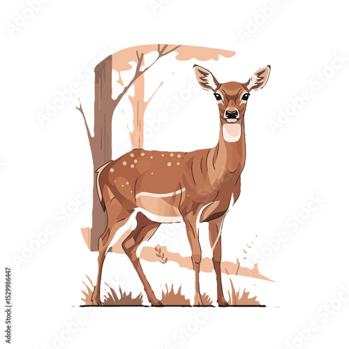 Spotted deer illustration isolated on white background