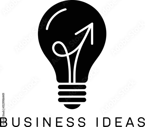 A lightbulb with an arrow inside representing business ideas concept