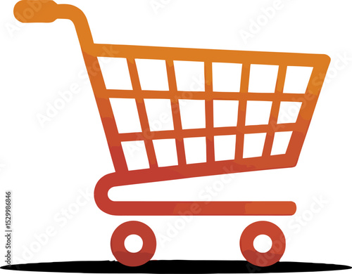 An orange shopping cart icon on a white background with a simple design