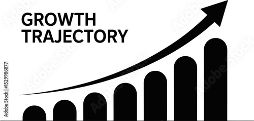 Illustration of a growth trajectory with an arrow and increasing bars
