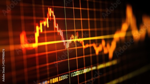 A dynamic graph with vibrant red and orange lines against a dark background, showcasing fluctuating data trends in a visually striking manner