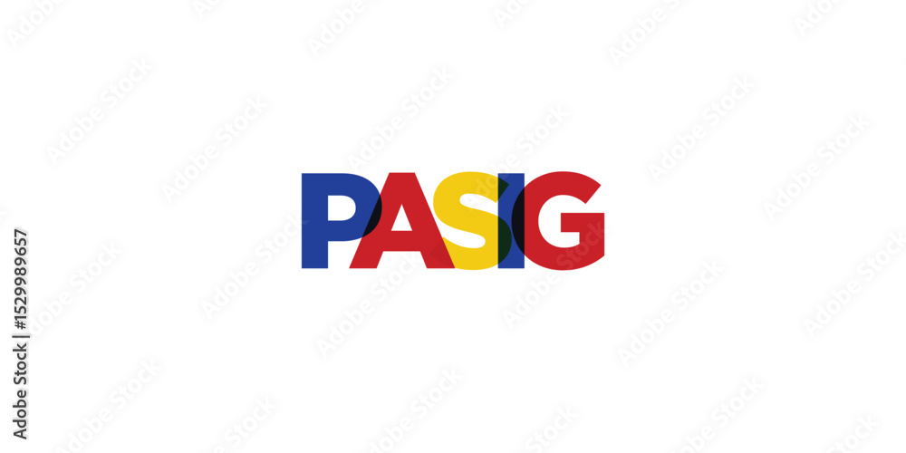 Pasig in the Philippines emblem. The design features a geometric style, vector illustration with bold typography in a modern font. The graphic slogan lettering. Pasig in the Philippines emblem. The design features a geometric style, vector illustration with bold typography in a modern font. The graphic slogan lettering.