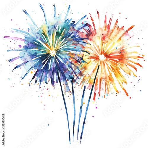watercolor fireworks colorful burst celebration clip art preview