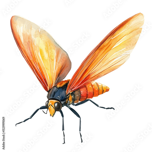 Firefly, watercolor clipart vector, isolated on a white background.