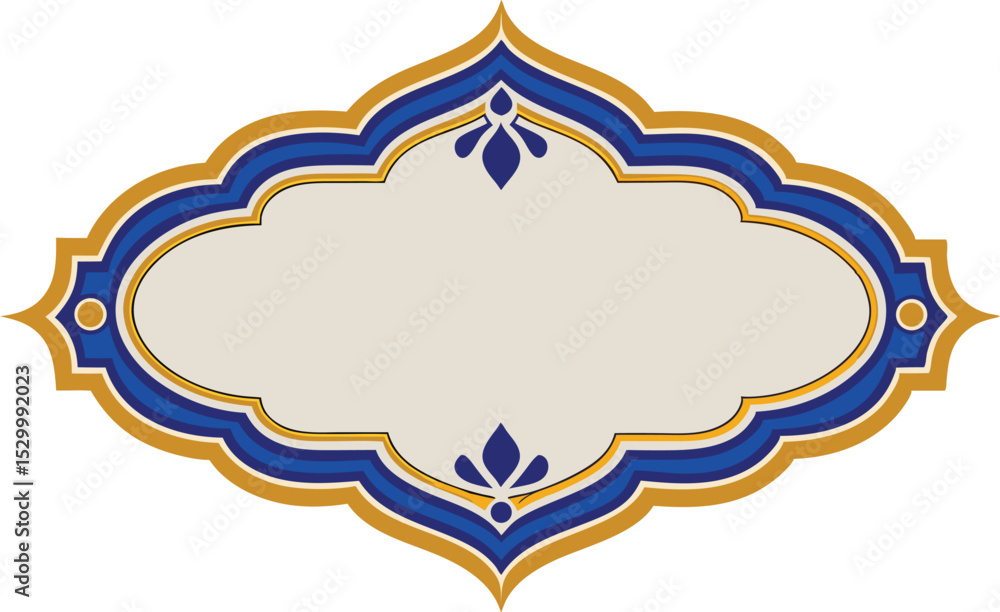 Decorative blue and gold islamic frame design for invitations and elegant creative projects Decorative blue and gold islamic frame design for invitations and elegant creative projects