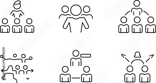Illustration showing different organizational structures and team dynamics