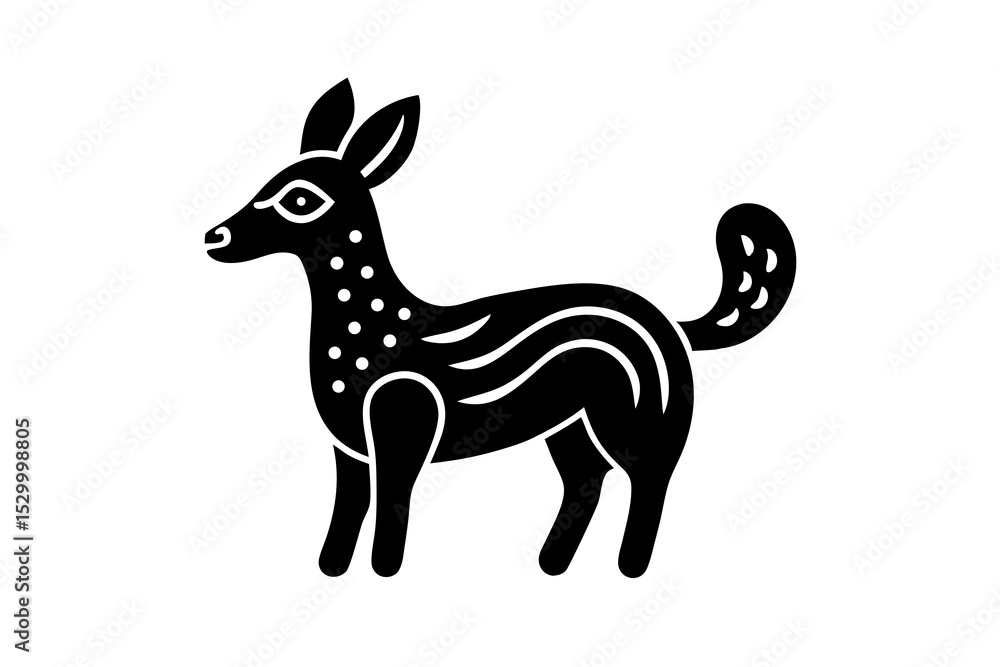 Fototapeta premium Otomi Animal Vector Art – Traditional Mexican Line Style Icon on White