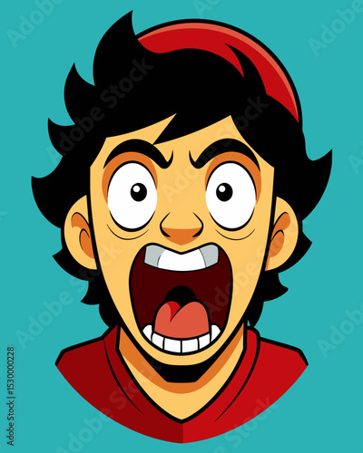 The riders face was a display of mixed emotions as they switched back and forth between whoops of delight and screams of terror.. Vector illustration