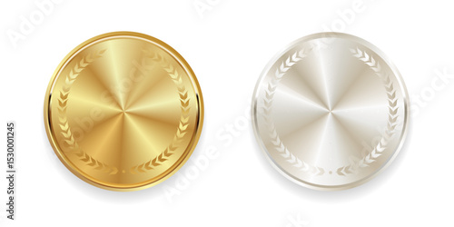 Golden and silver medals vector realistic glossy illustration