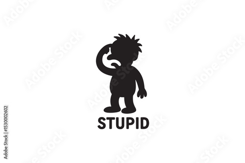 Stupid silhouette on white background.01
