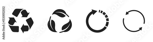 Recycling symbols with circle and triangle arrows