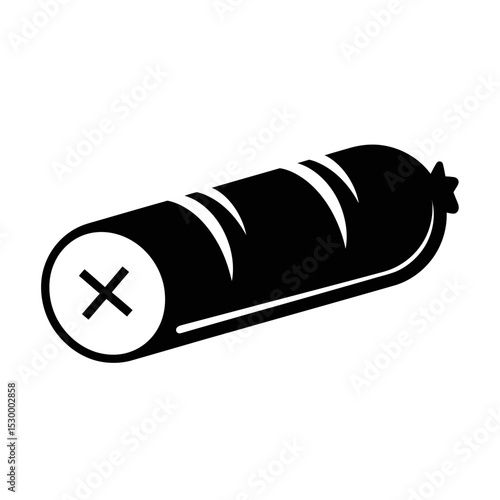 Oktoberfest sausage icon in black silhouette style