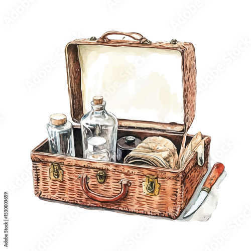 Family Heirlooms, watercolor clipart vector, isolated on a white background.