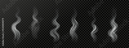 Soft blurred smoke realistic transparent vector collection.
Mist and fog isolated vector swirl texture set
