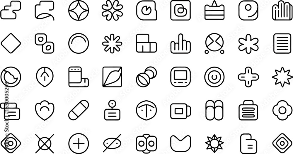 Fototapeta premium Black Outline Icons Website Onboarding Flow vector