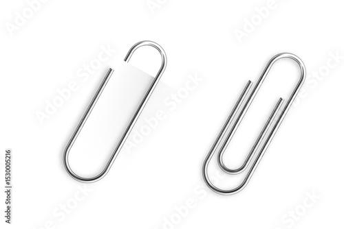 Paper clips vector realistic metal vector set. Realistic metal paper clip designs