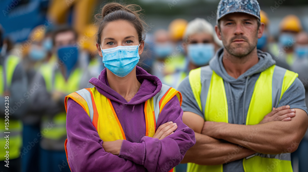 Naklejka premium Workers and Nurses United in Solidarity for Community Welfare