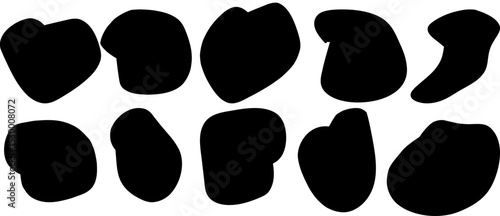 Simple flat liquid blob shape set with abstract amoeba form vector illustration