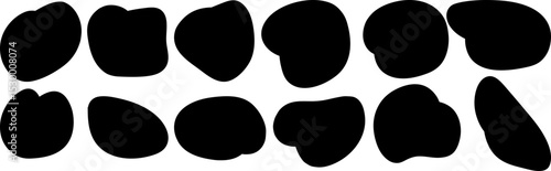 Abstract amoeba blob shape set with organic liquid elements vector illustration