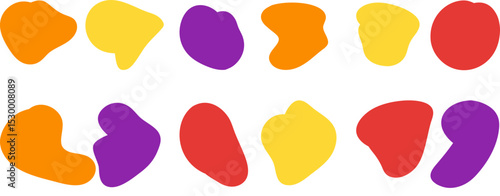 Abstract organic shape round and irregular blob form set with liquid curves vector illustration