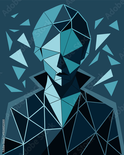 The shattered glass of a mirror arranged in a mosaic the jagged fragments representing the persons broken spirit and loss of identity after being subjected to gaslighting.. Vector illustration