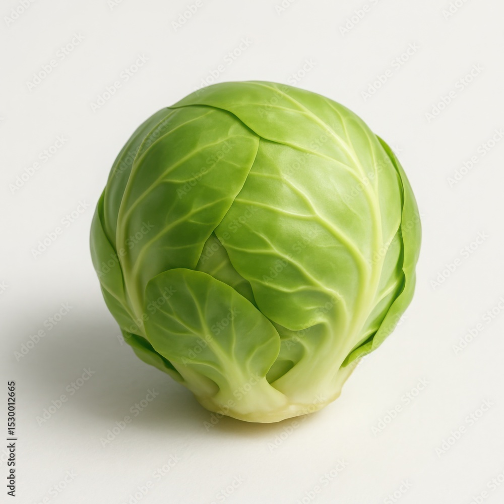 Fresh Green Cabbage with Smooth Glossy Leaves Fresh Green Cabbage with Smooth Glossy Leaves