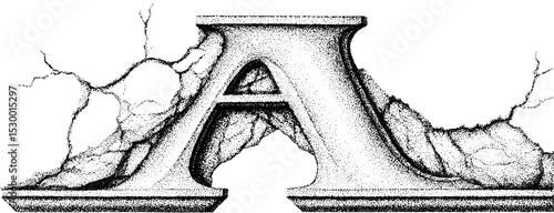 Anarchist symbol stencilled on cracked surface for urban art and protest themes