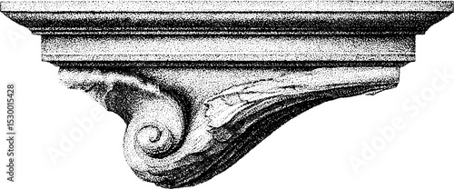 Ancient greek triglyph and metope fragment dotwork art for historical design