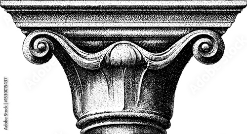 Intricate dotwork of ancient greek architectural fragment: triglyph and metope