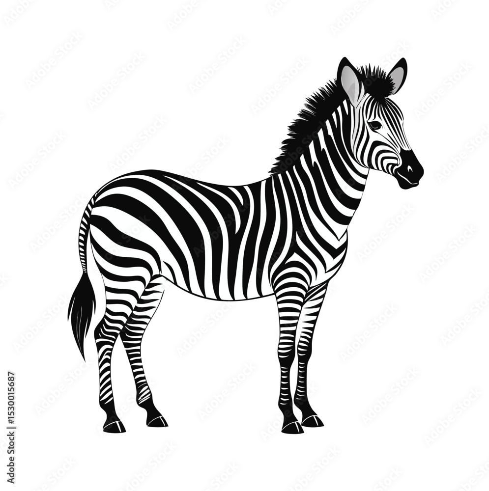 Obraz premium Black and White Zebra Illustration on White Background