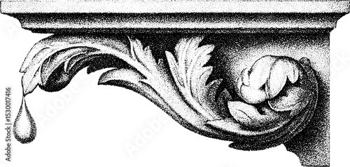 Elegant chiseled stone fountain spout with water droplet design for artistic decor