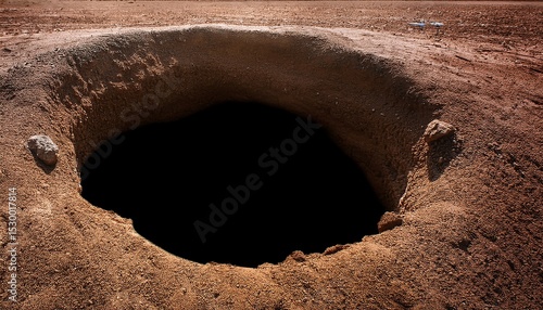 hole in ground isolated deep earth nature land surface texture dig pit burrow soil