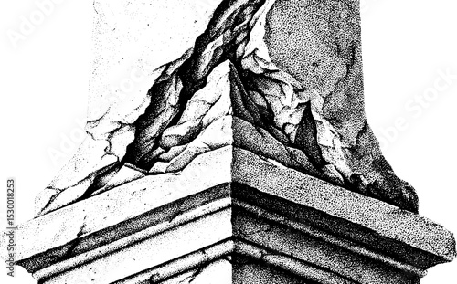 Ancient cracked stone obelisk with eroded inscriptions concept for historical themes