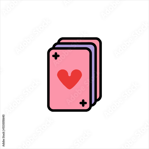 Stack of playing cards showing the heart suit sitting on a white surface, representing games and entertainment with a playful theme.