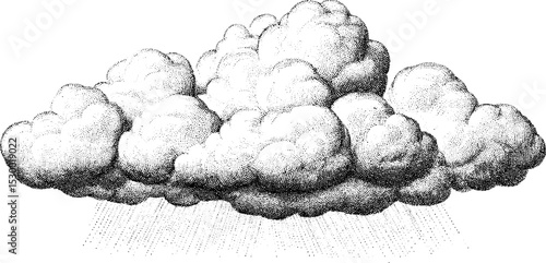 Dotwork drizzle cloud with dotted rainfall pattern for weather-themed designs