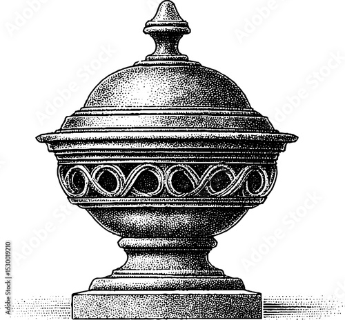 Elegant edwardian porcelain sugar bowl detailed illustration for vintage design