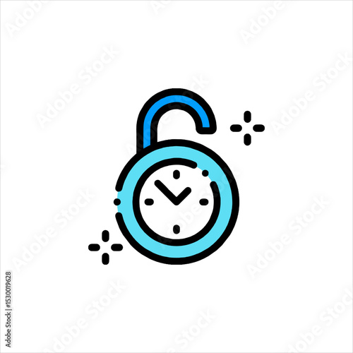 Unlocked clock symbolizes time freedom and flexibility in modern lifestyle, representing worklife balance and productivity, creating a sense of ease and control.
