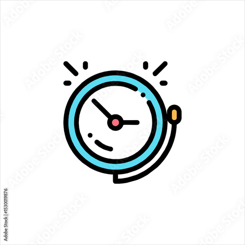 Alarm clock rings loudly on nightstand, signaling the start of a new day with a sense of urgency and anticipation.