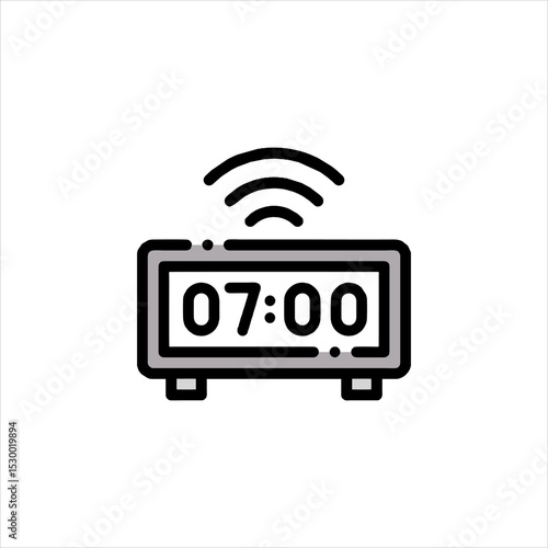Digital alarm clock displaying 700 am on white surface indicating morning wakeup call and time management, minimalist and clean.