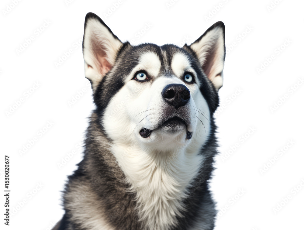 Alaskan Malamute – Sharp Watchful Eyes and Attentive Gaze – Close-Up Portrait Alaskan Malamute – Sharp Watchful Eyes and Attentive Gaze – Close-Up Portrait