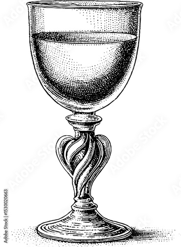 Elegant georgian wine glass with delicate stem and bowl design