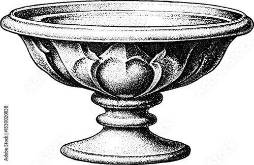 Ornate coupe with liqueur in dotwork style for tattoo design inspiration