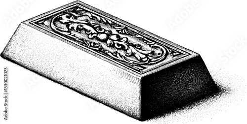 Detailed gold bullion bar with intricate hallmark design for financial and investment concepts