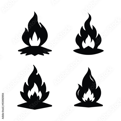 fire icons set vector illustration on white background