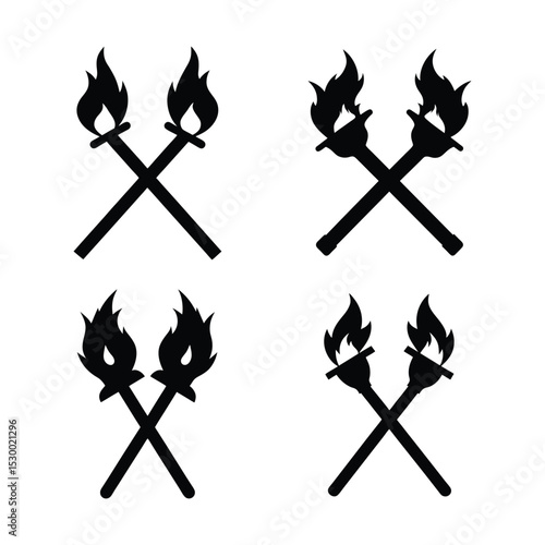 fire icons set vector illustration on white background