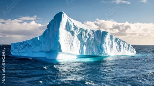 Wallpaper Mural Massive iceberg floating in open ocean under a partly cloudy sky, highlighting natural glacial beauty of the Arctic Torontodigital.ca