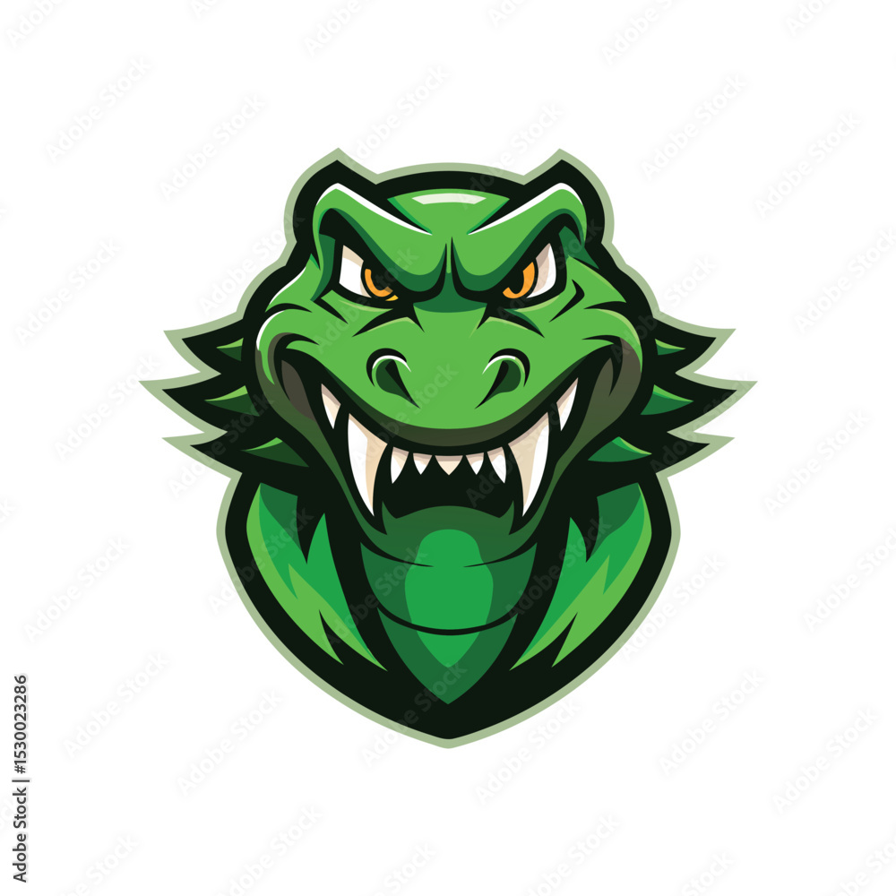 Fototapeta premium Strong Crocodile with Powerful Jaw Silhouette vector illustration