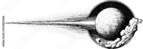 Meteor shower streaking across minimal sky in dotwork style for astronomical art enthusiasts