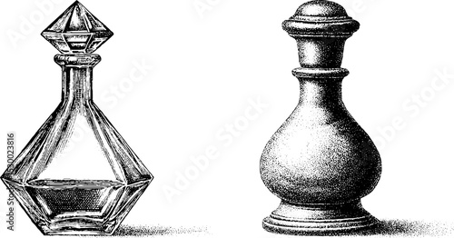 Mid century modern glass decanter with angular design for home decor